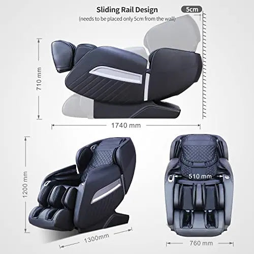 Aspria Massagesessel Shiatsu Zero-Gravity Liegesessel für Ganzkörpermassage, elektrischer Massagestuhl mit Wärmefunktion, bionischen Massagetechniken, USB, Bluetooth, Relaxsessel Für Zuhause und Büro