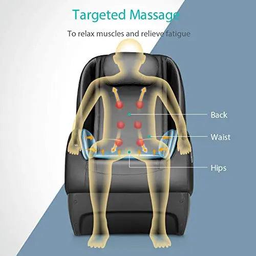 Aspria Massagesessel, Shiatsu elektrischer Massagestuhl mit Bluetooth, Klopfen Kneten Luftdruckmassage, Komplett montiert, Platzsparend, Relaxsessel ergonomischer Massagesitz für Zuhause und Büro