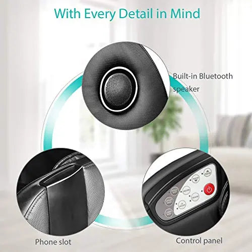 Aspria Massagesessel, Shiatsu elektrischer Massagestuhl mit Bluetooth, Klopfen Kneten Luftdruckmassage, Komplett montiert, Platzsparend, Relaxsessel ergonomischer Massagesitz für Zuhause und Büro