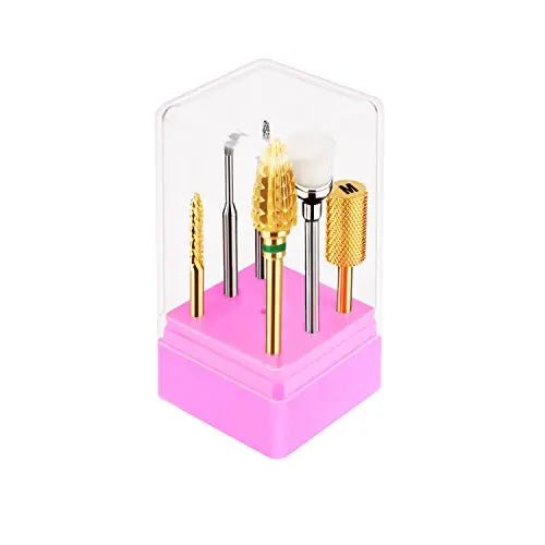 JCMASTER® 5x Premium Nagelfräser Bits Hartmetall 2.35mm Inkl. 1x Bürstenbit Maniküre/Pediküre Aufsatz Professionelles Schleifkörper Set Nagelstudio mit Halterung