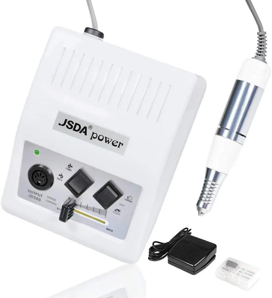JCMaster JD500W Profi Nagelfräser 30000 U/min mit Fußpedal für Maniküre Pediküre,Keine Vibration,Kein Lärm,Weiß