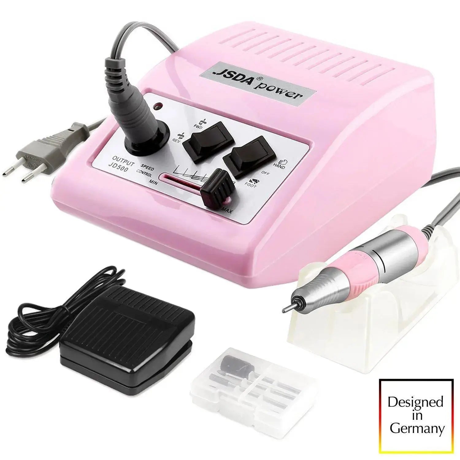 JCMaster JD500W Profi Nagelfräser 30000 U/min mit Fußpedal für Maniküre Pediküre,Keine Vibration,Kein Lärm,Weiß