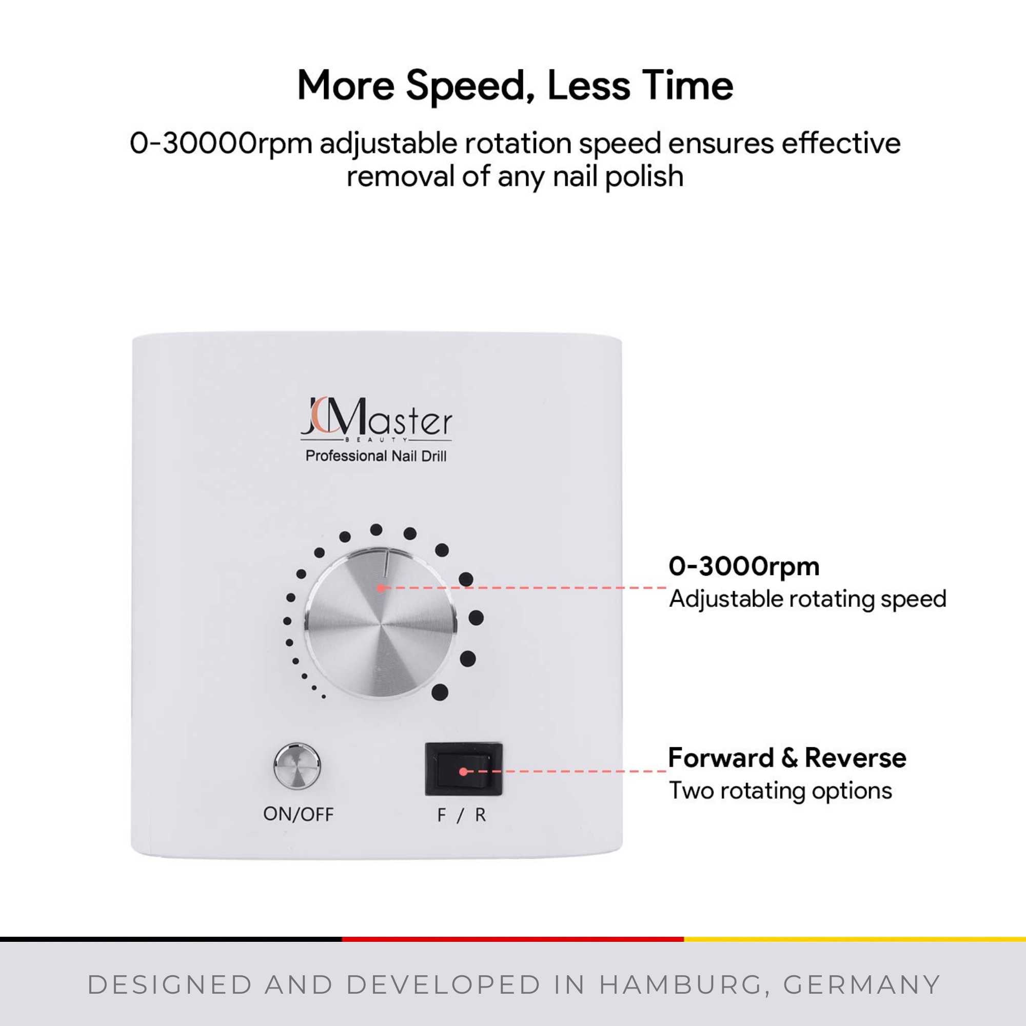 JCMaster Profi Nagelfräser, 30000 U/Min, Inkl. 5 Bits, EasyPro+
