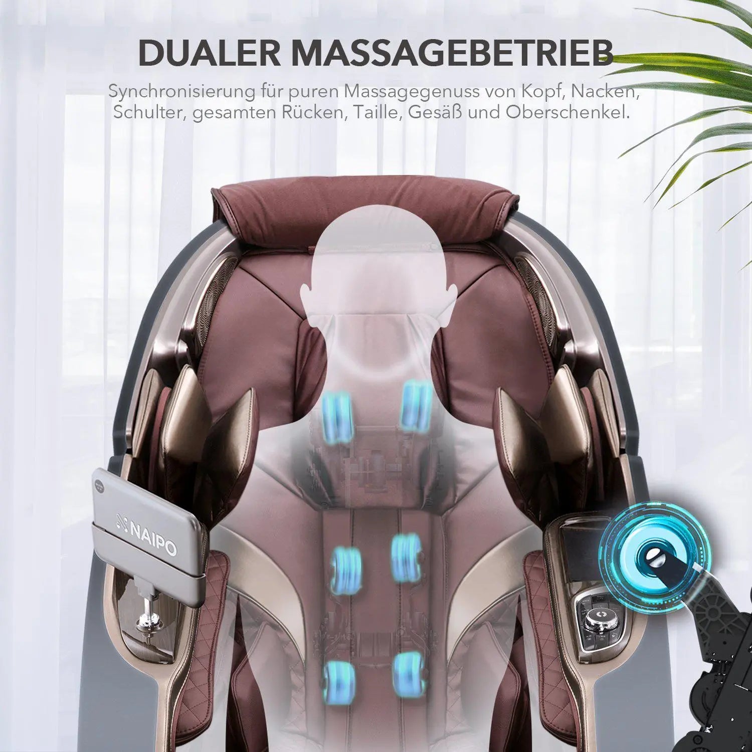 NAIPO High-End 3D Massagesessel, Integriertes Tablet, Design Award Gewinner