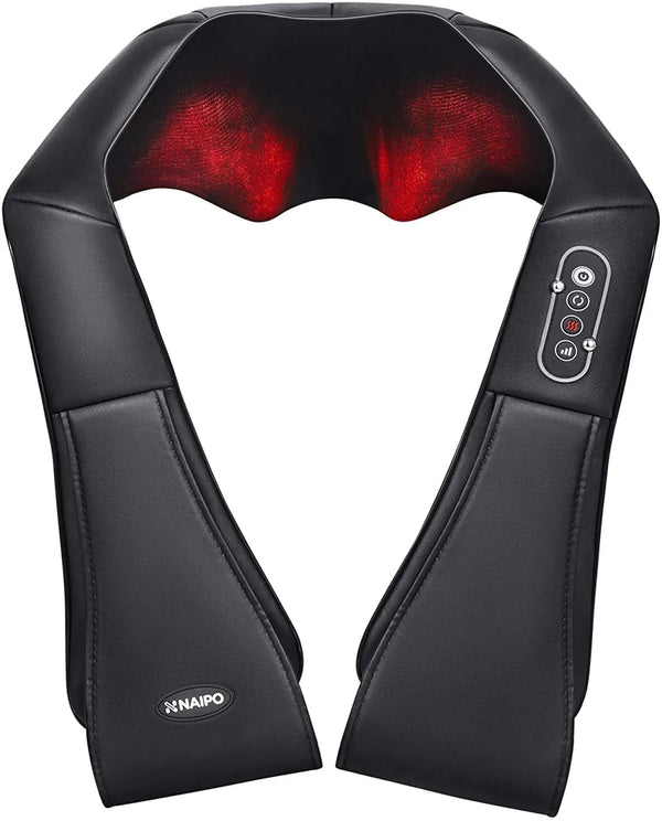 NAIPO Shiatsu Massager for Neck, Back, Shoulder, Infrared Heat, Wired - Latest Model 