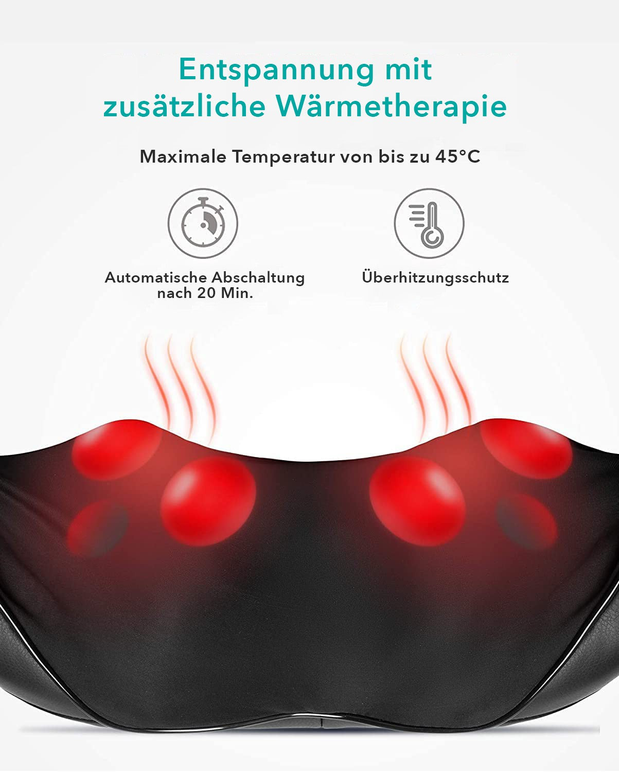 NAIPO Massagegerät Shiatsu für Nacken Rücken Schulter, Infrarotwärme, kabelgebunden - Gebraucht