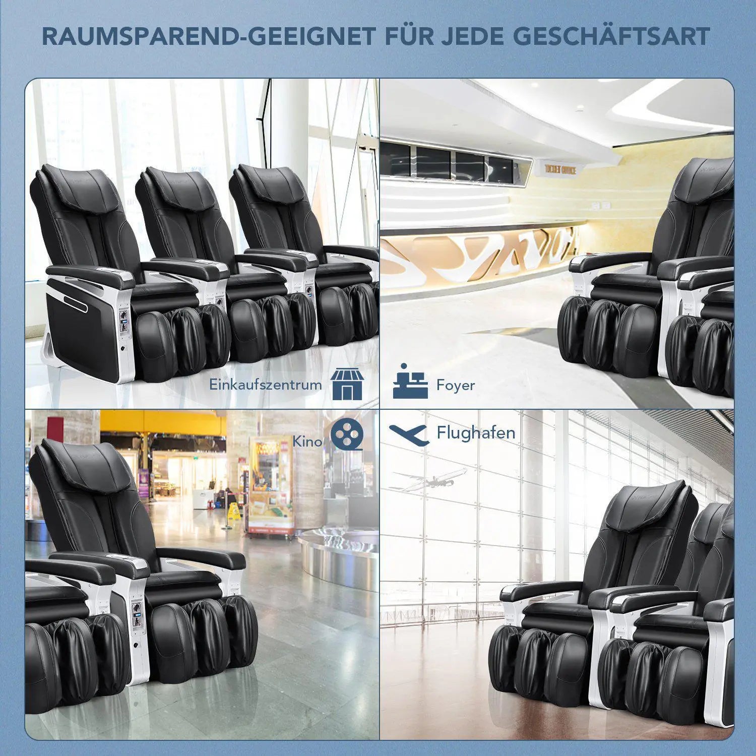 NAIPO Münzbetriebener Massagesessel, Shiatsu Massagestuhl, Doppeltes Sicherheitsystem, Gewerblich, Digitialanzeige