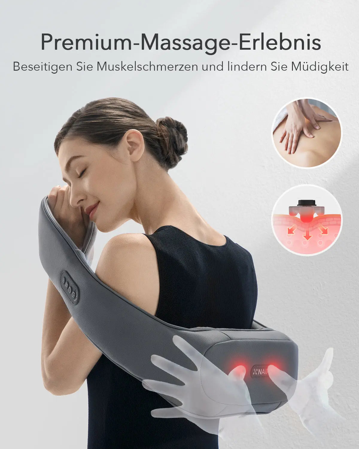 NAIPO oCuddle Deluxe Massagegerät, Mit Akku, Wärmefunktion, Hands-Free-Design