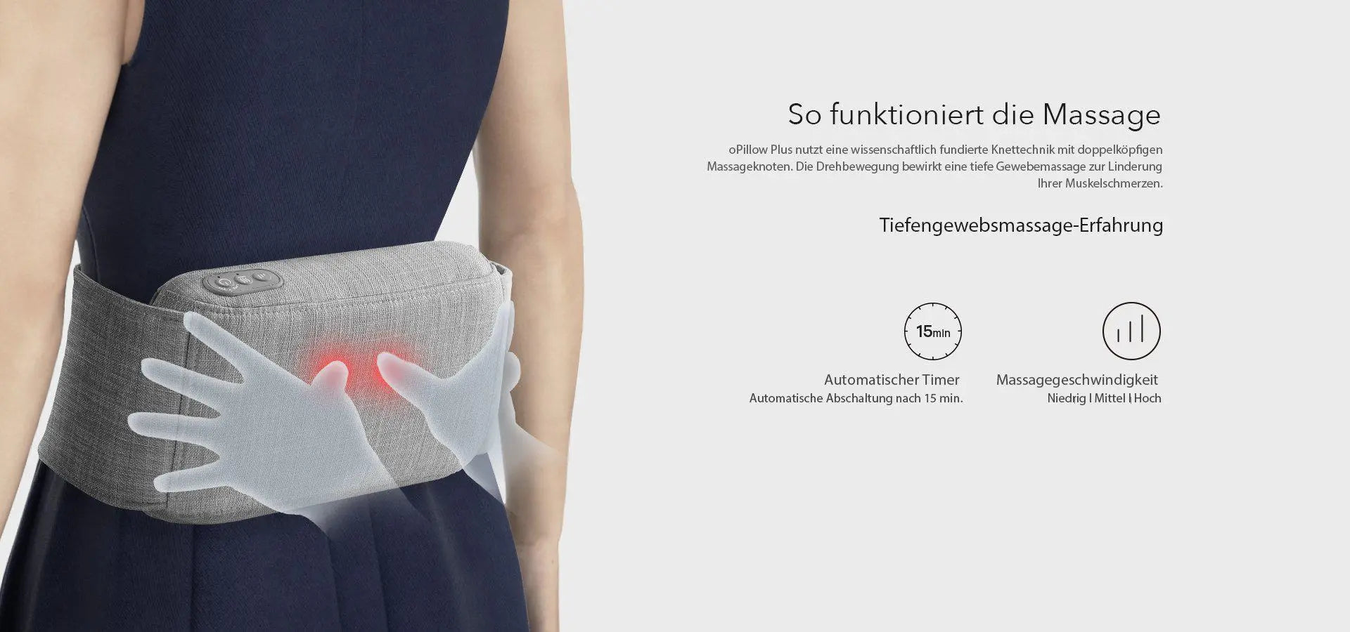 NAIPO oPillow Massagekissen Shiatsu, Mit Akku & Wärmefunktion