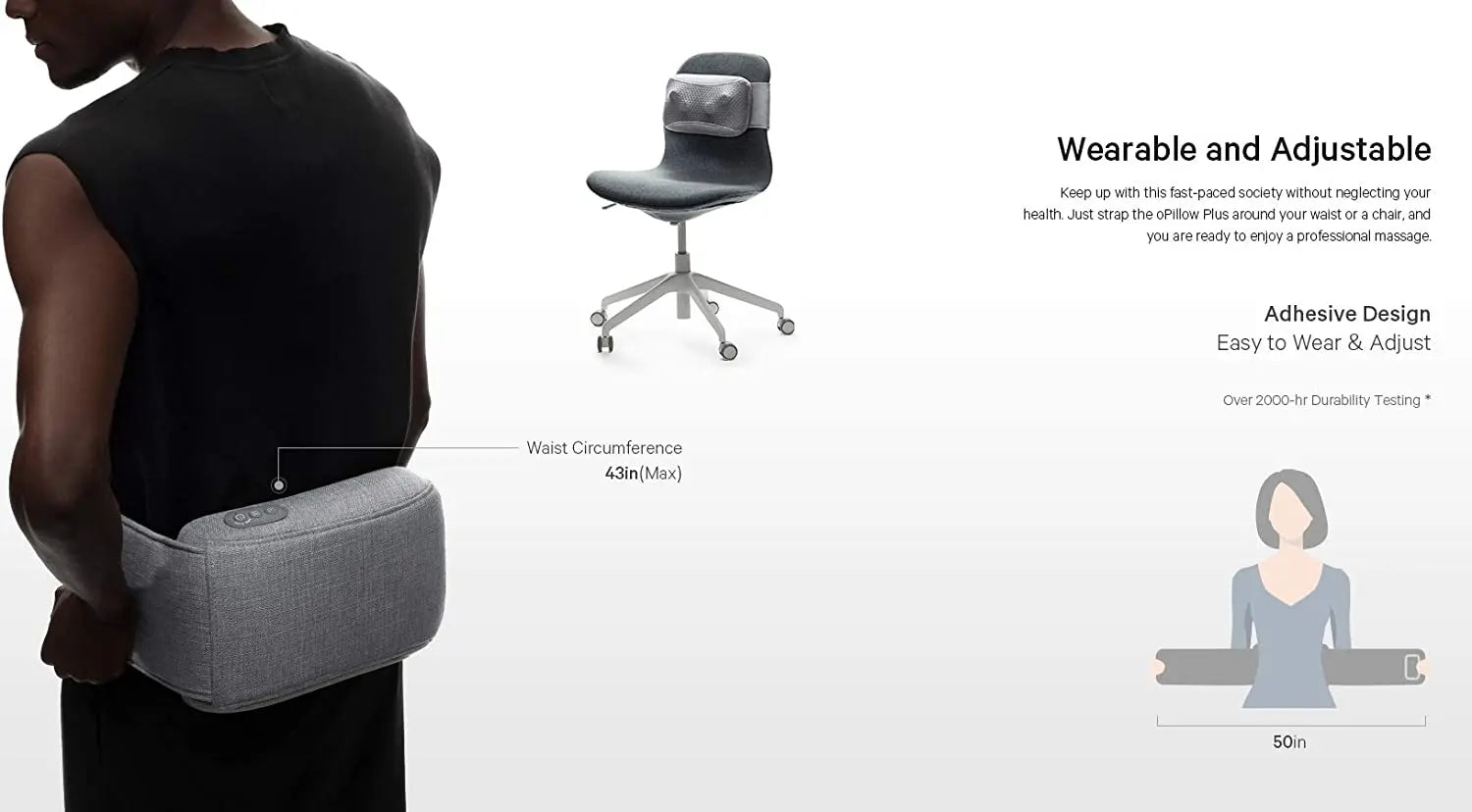 NAIPO oPillow Massagekissen Shiatsu, Mit Akku & Wärmefunktion