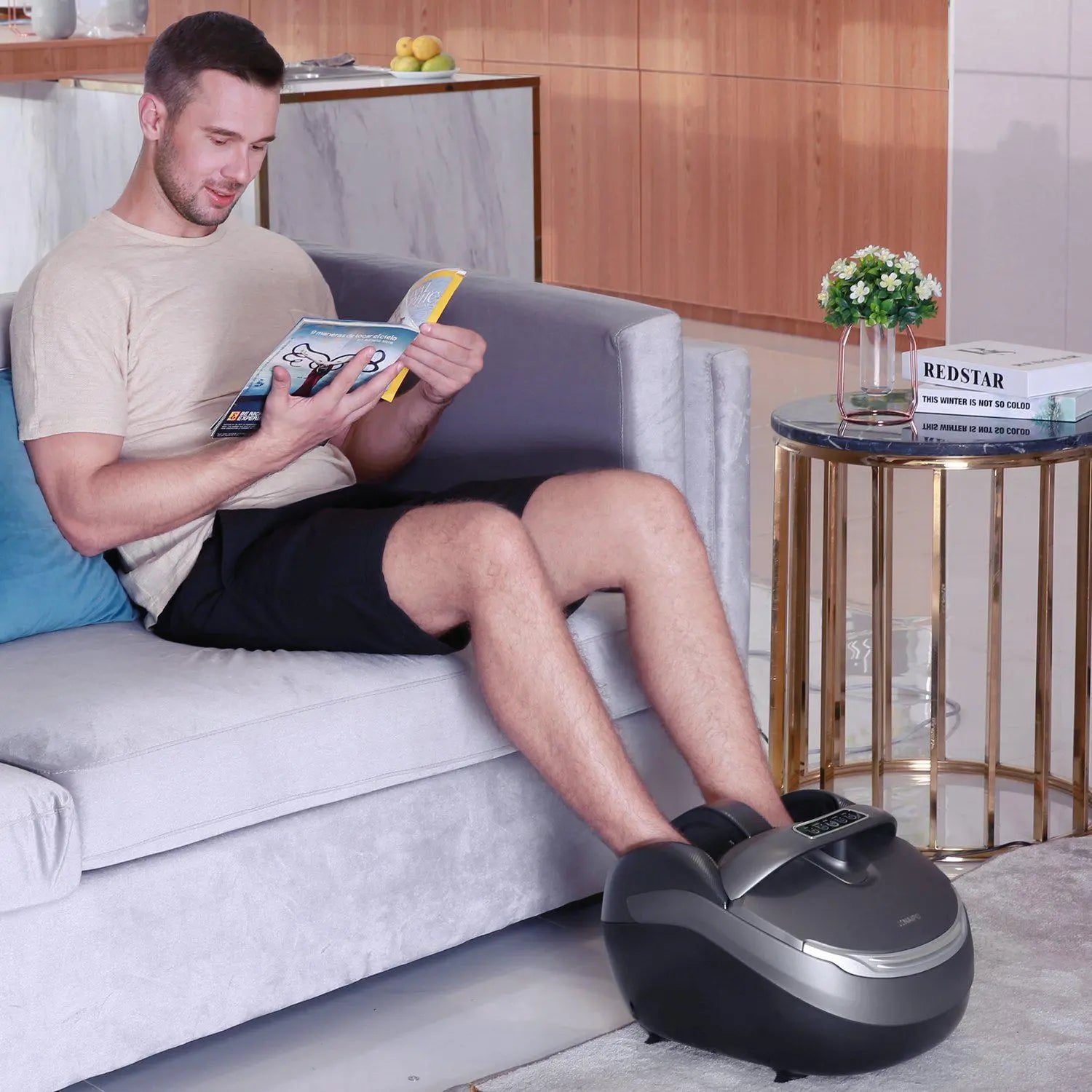 Naipo  Shiatsu  Fußmassagegerät mit Wärmefunktion, Kneten Rollen Luftkompression