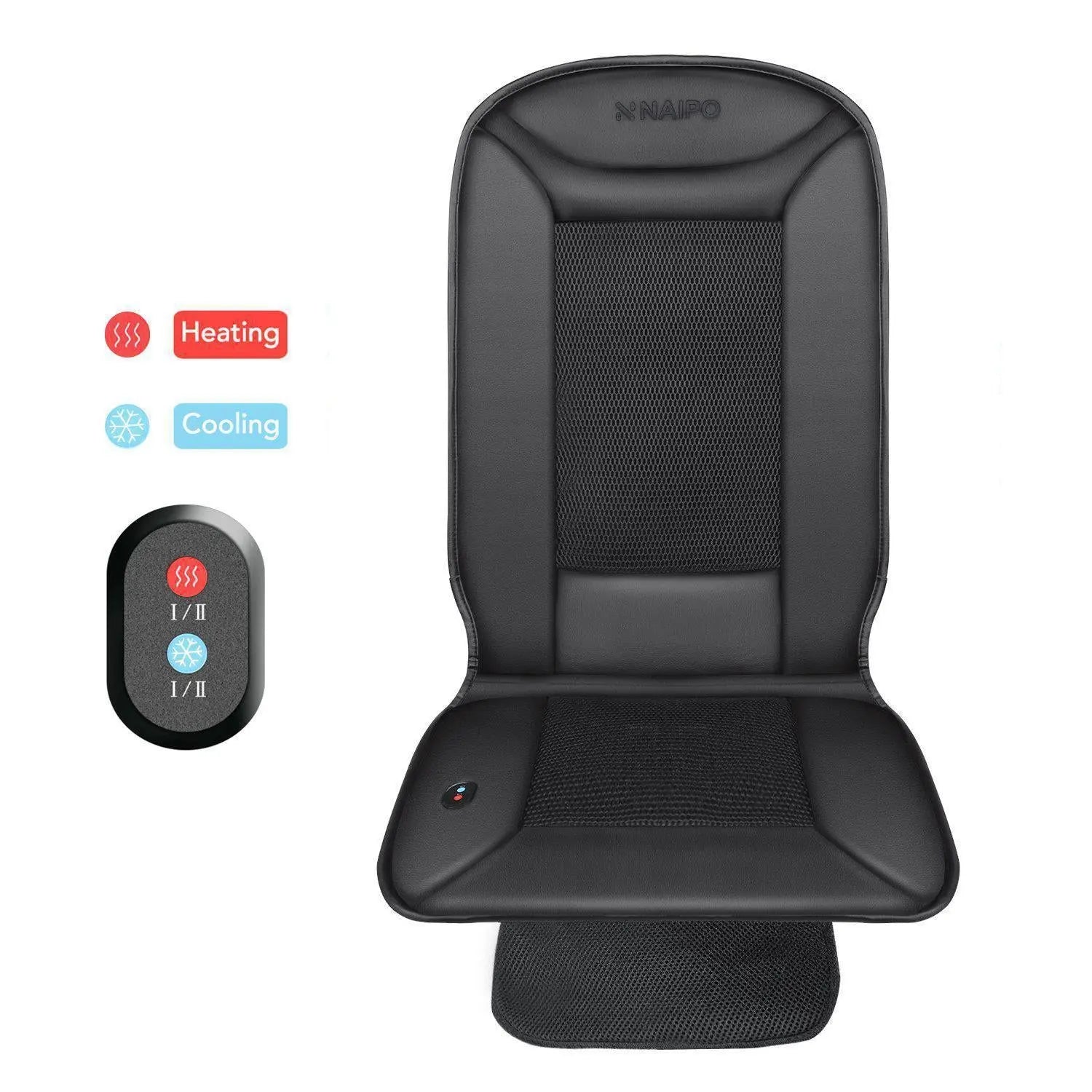 Naipo Auto Sitzkissen Sitzbezug mit Heizung und Belüftung Funktion und 3D Mesh PU-Leder tragbare atmungsaktive Abdeckung für Car Home Office Stuhl, ganzjährige Nutzung
