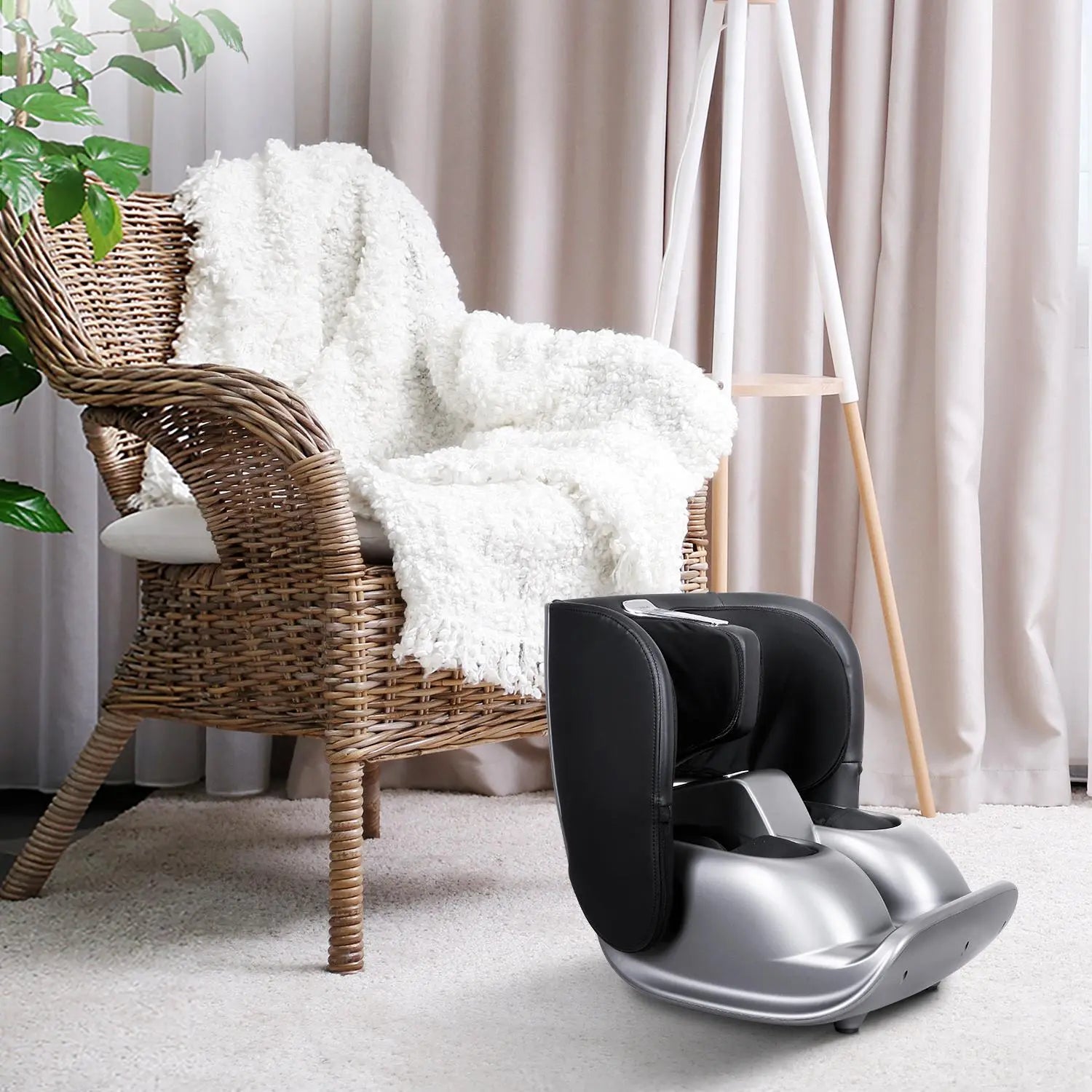 Naipo Fußmassagegerät Bein Massagegerät mit faltbarem Design, Shiatsu Kneten Wärmefunktion Vibration Luft-Kompression Bein Kosmetiker für Muskel Entspannung im Büro,zu Hause