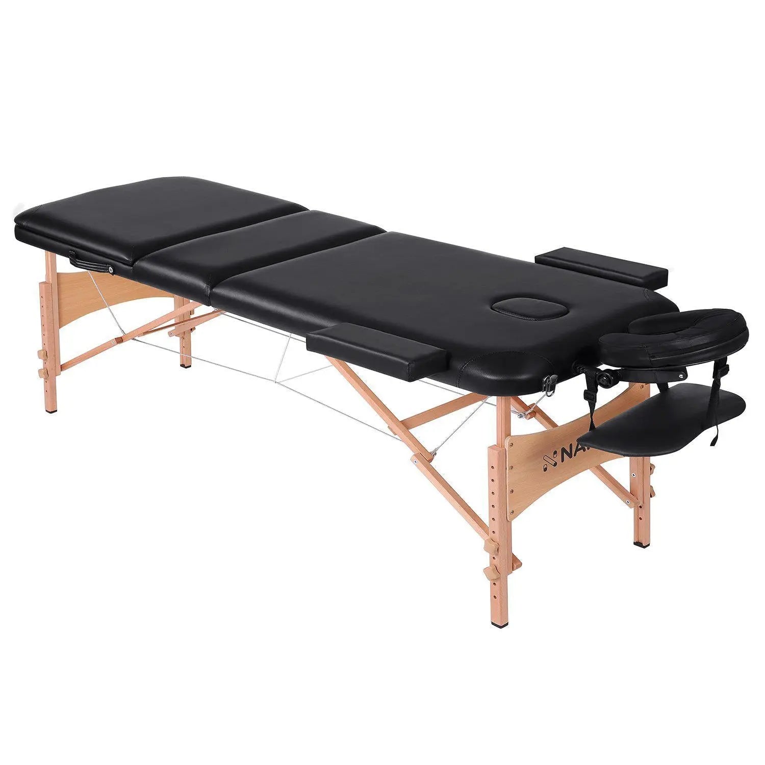 Naipo Massageliege Klappbar Höhenverstellbar Massagetisch Massagebett mit 3 Zonen tragbaren Holzfüßen Einfache Installation Ergonomische Kopfstütze mit Tragetasche