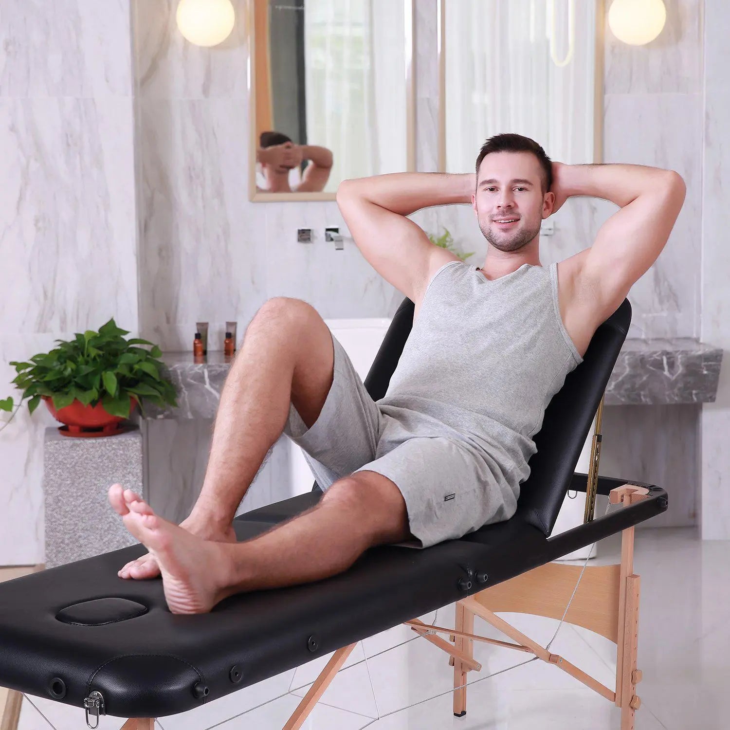 Naipo Massageliege Klappbar Höhenverstellbar Massagetisch Massagebett mit 3 Zonen tragbaren Holzfüßen Einfache Installation Ergonomische Kopfstütze mit Tragetasche