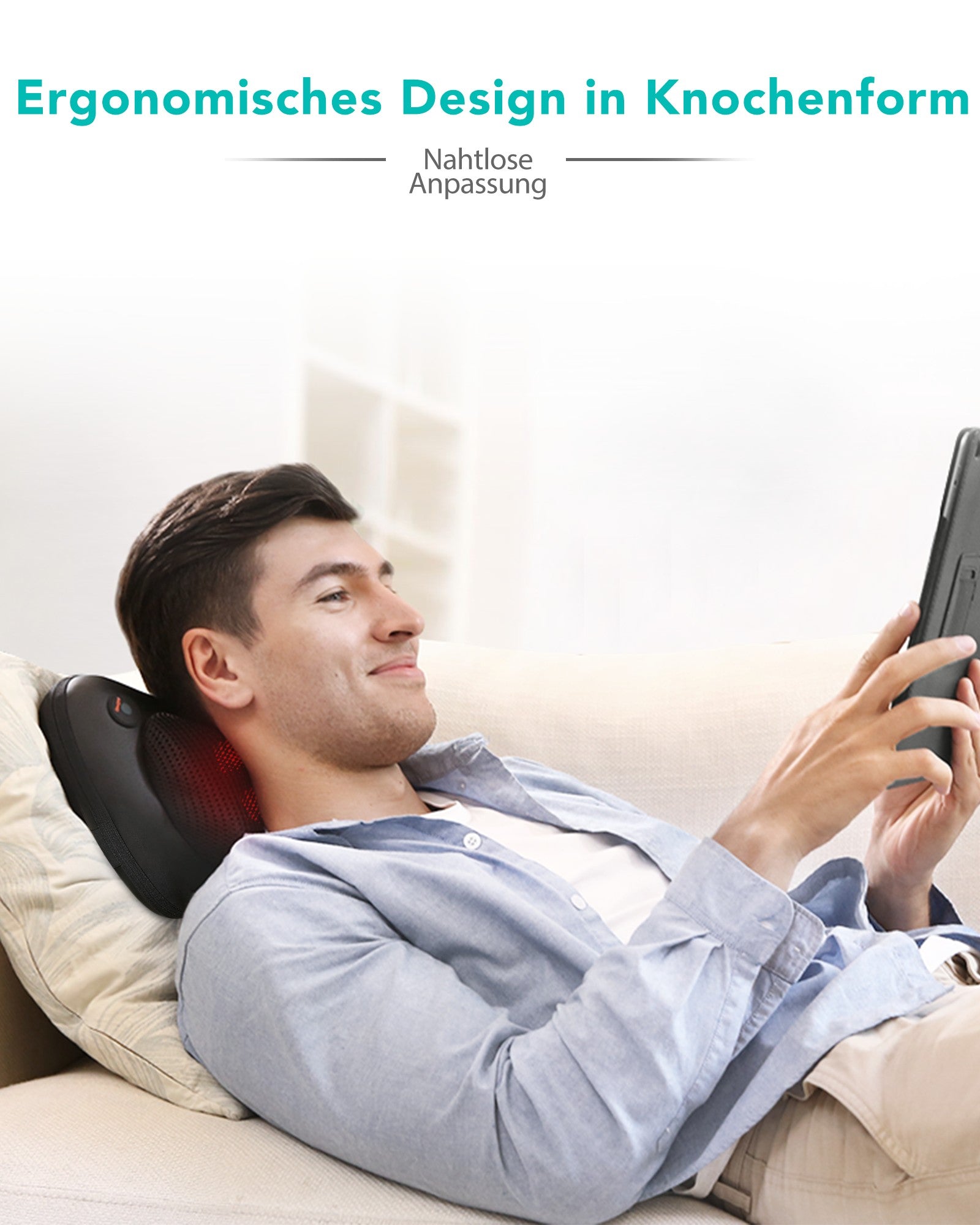 Naipo Shiatsu Massagekissen Nacken Massagegeräte Massage für Schulter Rücken mit 3D Massageköpfen und Infrarot Wärmefunktion im Auto Büro Zuhause