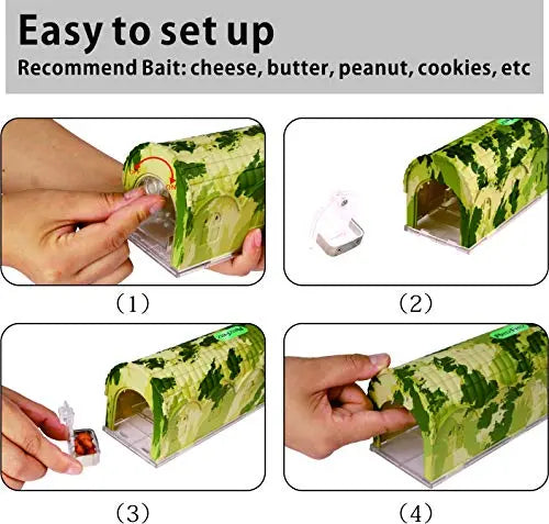 RatzFatz Premium Mausefalle, Lebendfalle Wiederverwendbar. Camouflage, Außen und Innen, Innovativer Mechanismus, Modell Rambo MBC-01