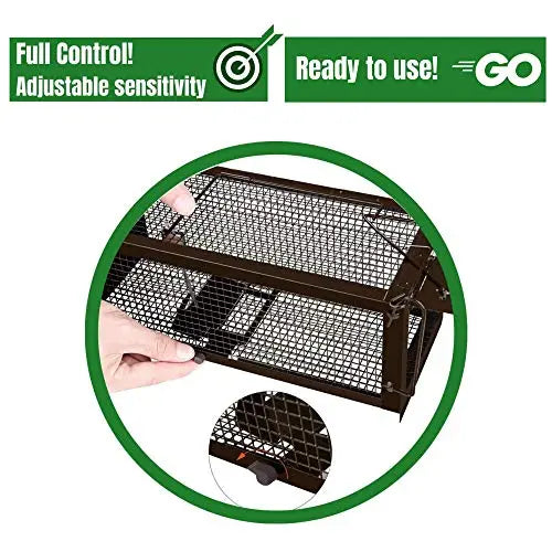 RatzFatz® XXL Lebendfalle Für Alle Kleintiere, Einstellbare Sensibilität, Wiederverwendbar, Draußen & Drinnen, braun