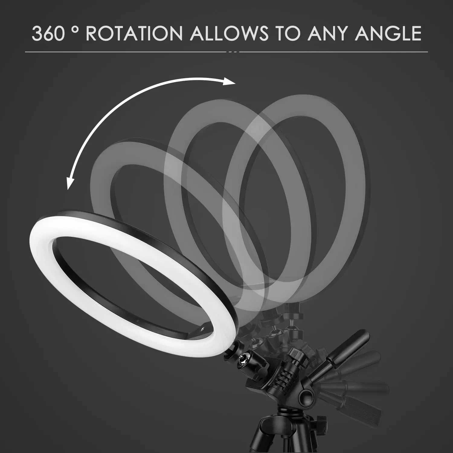 Ringlicht 10 Zoll mit Stativ - 3 Farben Dimmbar 3000K-5600K Einstellbare Helligkeit 360°Drehung Gimbals, LED Ring Light USB mit Fernbedienung und Handyhalterung, für Makeup/Videoanruf/Selfie